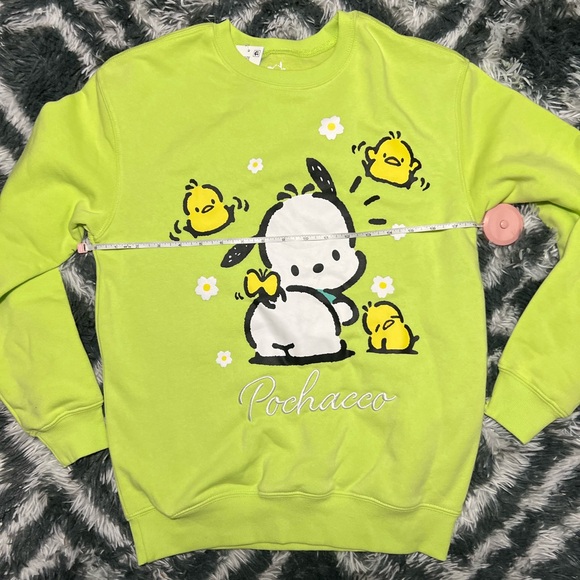 Sanrio Tops - Lime Green Pochacco Sweatshirt Women’s Size XS NWT P2P 18 embroidered detail